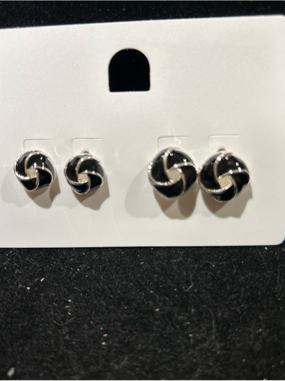 Classic Black Swirl Stud Earrings - Set of 2 Pairs